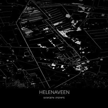Zwart-witte landkaart van Helenaveen, Noord-Brabant. van Rezona