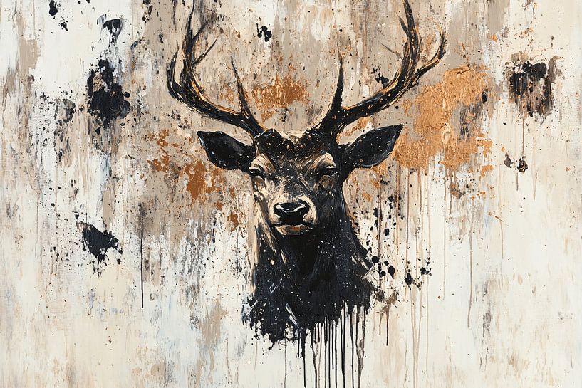 Abstraktes Reh mit goldenen Akzenten von Art & Soul Creations