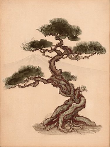 Bonsaï japonais typique représentant le mont Fuji