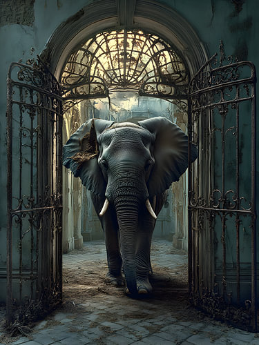 Elefant unterm Torbogen