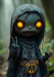 Élégance effrayante : Gardien de la forêt à capuche