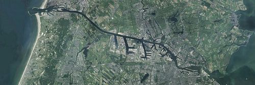 Panorama luchtfoto van het Noordzeekanaal