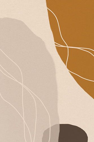 Moderne abstracte minimalistische retrovormen in okergeel, beige, bruin en wit II