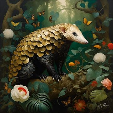 Jungle Flora Surrealism : Pangolin arboricole sur Mellow Art