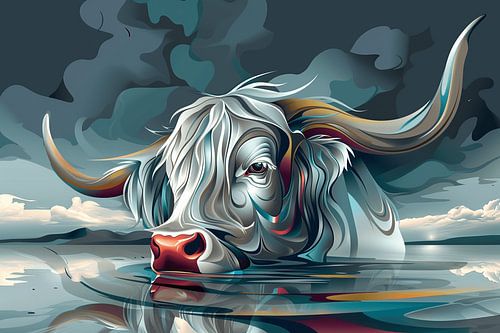 Azure Serenity: An Abstract Ode to Scottish Highlanders