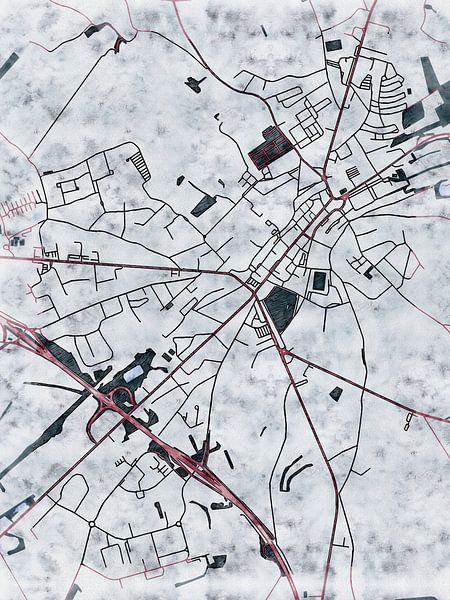 Map of Bastogne with the style 'White Winter' by Maporia