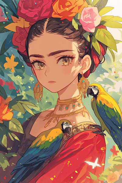 Frida's Paradies Anime Style von Poster Art Shop
