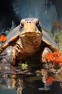 Wasserschildkröte mit Blumen von ColorCat