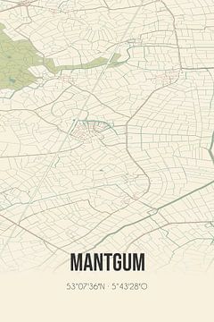 Vintage landkaart van Mantgum (Fryslan) van Rezona
