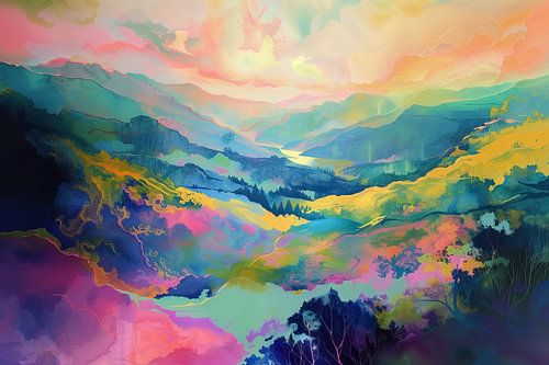 Peinture de paysage au néon