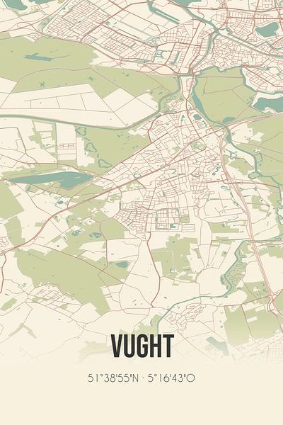 Alte Karte von Vught (Nordbrabant) von Ortsdrucke