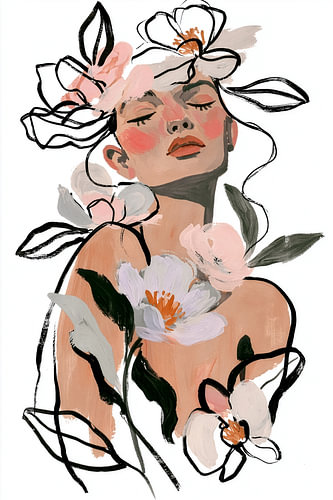 Une femme parmi les fleurs