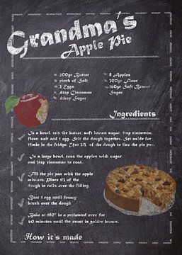 Recipe Dessert - Grandma's Apple Pie van JayJay Artworks