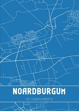 Blauwdruk | Landkaart | Noardburgum (Fryslan) van MijnStadsPoster