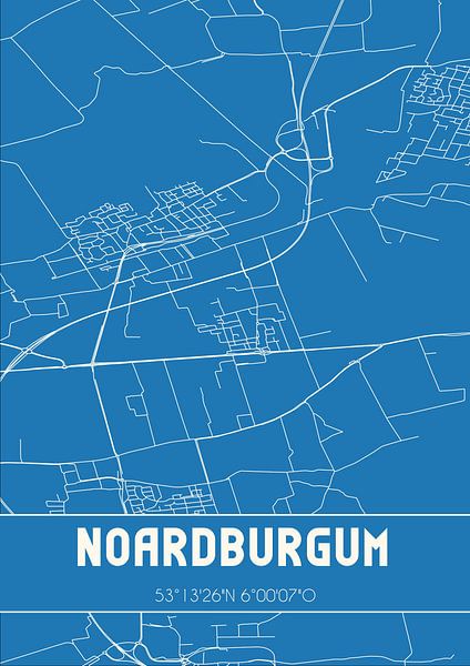 Blaupause | Karte | Noardburgum (Fryslan) von Ortsdrucke