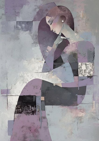 Vrouwenportret | Urban Solitude van Abstract Schilderij