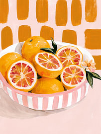 Orangen in einer Schale von Lina van Oers