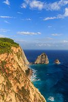 Sea view with a rock formation on the island of Zakynthos in Greece