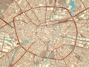 Carte de Eindhoven dans le style Blue & Cream sur Map Art Studio