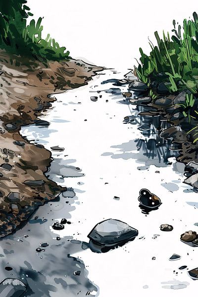 Three butterflies on a stone in a stream by Imperial Art House