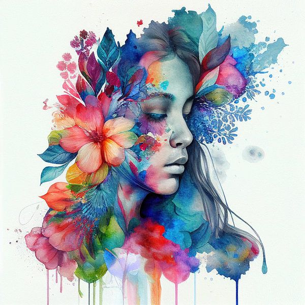Aquarell Tropische Frau #10 von Chromatic Fusion Studio