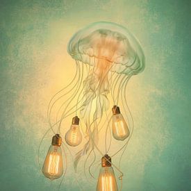 A dreamy jellyfish with glowing orbs by But First Framing