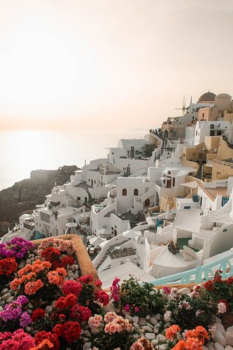 Uitzicht Oia tijdens zonsondergang | reisfotografie | Santorini Griekenland