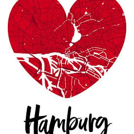 Hamburg – City Map Design Stadtplan Karte (Herz) von ViaMapia