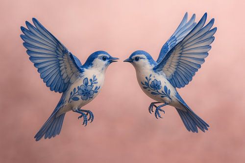 Oiseaux bleus de Delft dansants