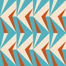 Géométrie rétro avec des triangles dans le style Bauhaus en orange, bleu et blanc. sur Dina Dankers