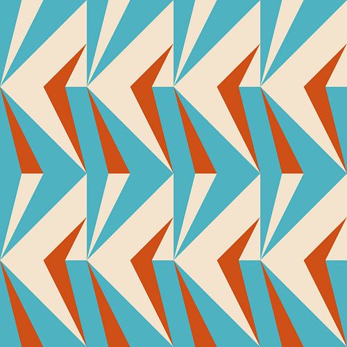 Retro geometrie met driehoeken in Bauhaus-stijl in oranje, blauw, wit