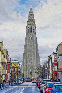 Skólavörðustígur, Reykjavik, IJsland van Frans Blok - foto's, kunst en andere wanddecoratie