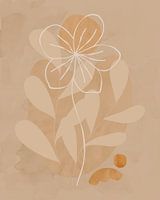 Minimalistische bloem en bladeren in beige
