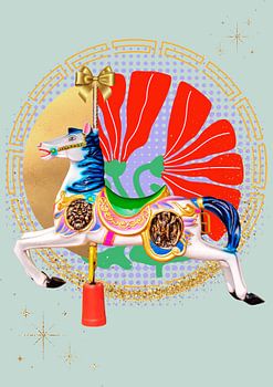 Draaimolen paard blauw