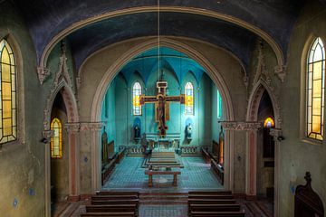 Blaue Kirche verlassene Kirche