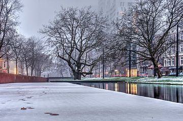 Winter at the quay of the canal