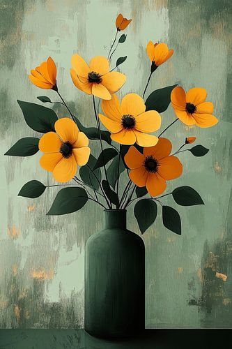 Orange Flowers in Green no.2