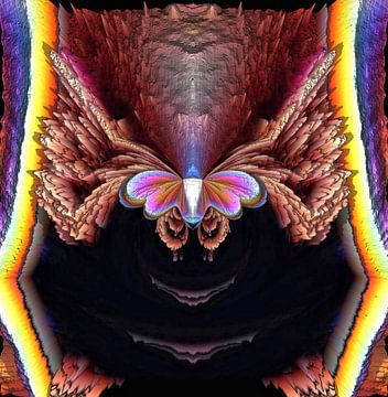 Papillon arc-en-ciel de l'obscurité à la lumière sur Nina IoKa