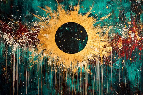 Gouden zonsverduistering abstract ontwerp