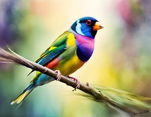 Beautiful Birds of the World - Gouldian finch bird by Johanna's Art