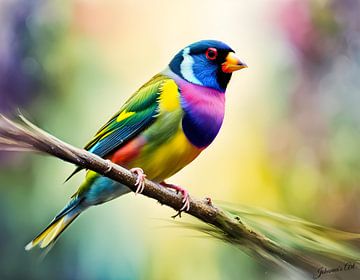 Prachtige vogels van de wereld - Gouldian vink vogel van Johanna's Art