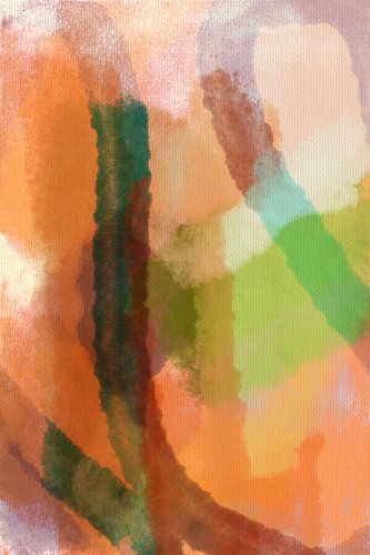 Aquarelkunst in oranje, groen, bruin