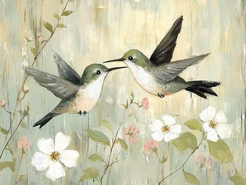 Colibris fleurs sur Peintures accrocheuses