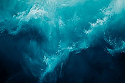 Drijvende waterwolken in blauw