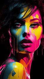 Porträt einer Frau mit bemaltem Gesicht, Pop-Art-Design, vertikal