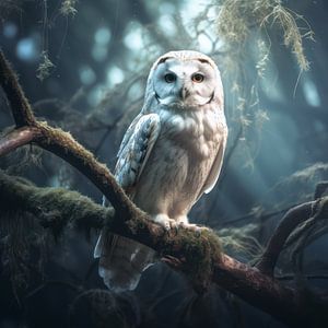 Hibou des neiges blanc