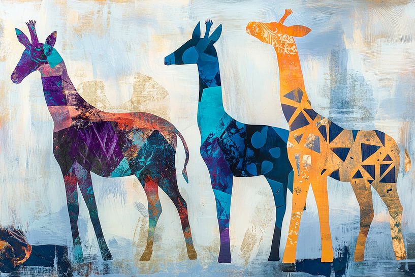 Bunte Giraffen in abstraktem Stil von Poster Art Shop