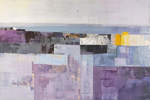 Moderne skyline met abstracte kleurrijke blokken