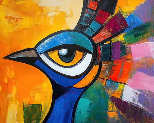 Moderne Malerei mit Vogel und Farben