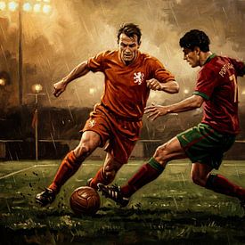 Voetbalwedstrijd Portugal tegen Nederland van Jan Keteleer